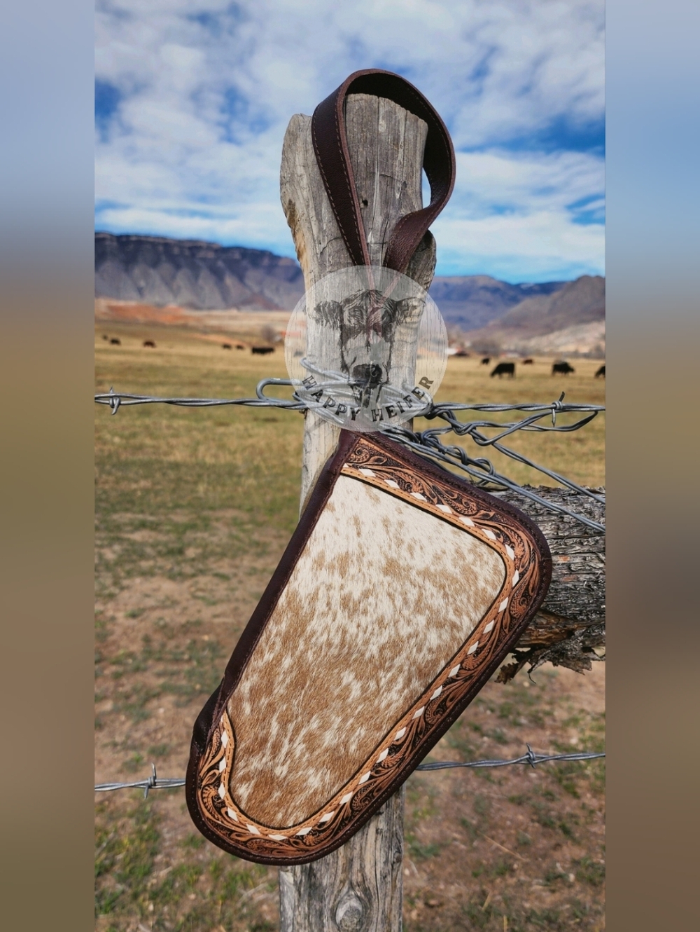 Genuine Cowhide And Handtooled Leather Conceal Case